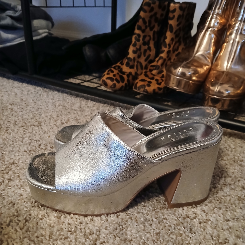 Silver Platform Mules